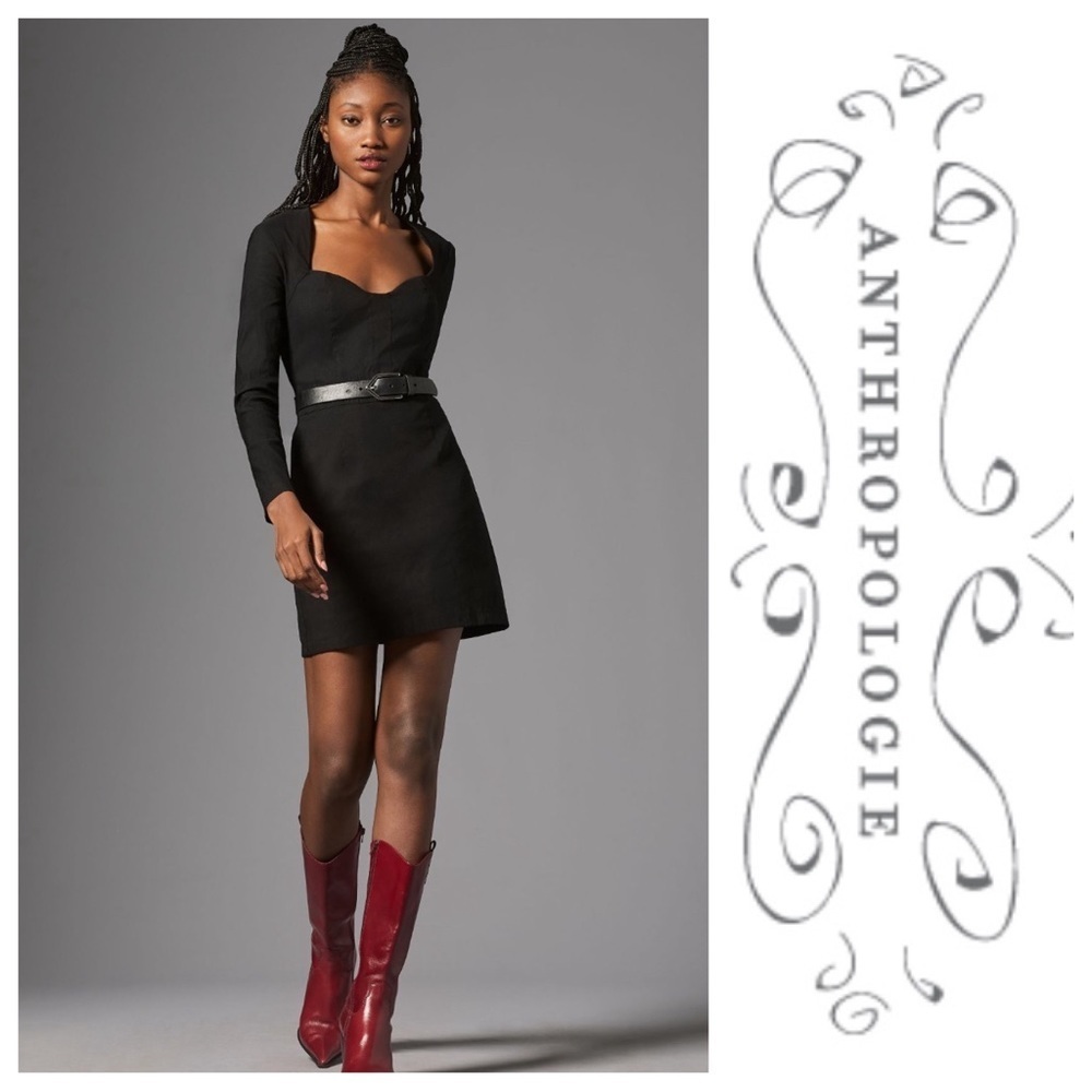 NWT Anthropologie Long-Sleeve Sweetheart Slim Mini Dress